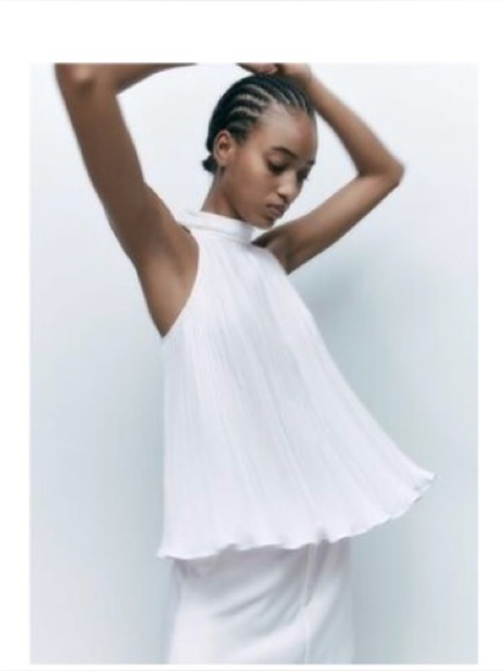 NWT - Zara White Pleated Halter Neck Top -